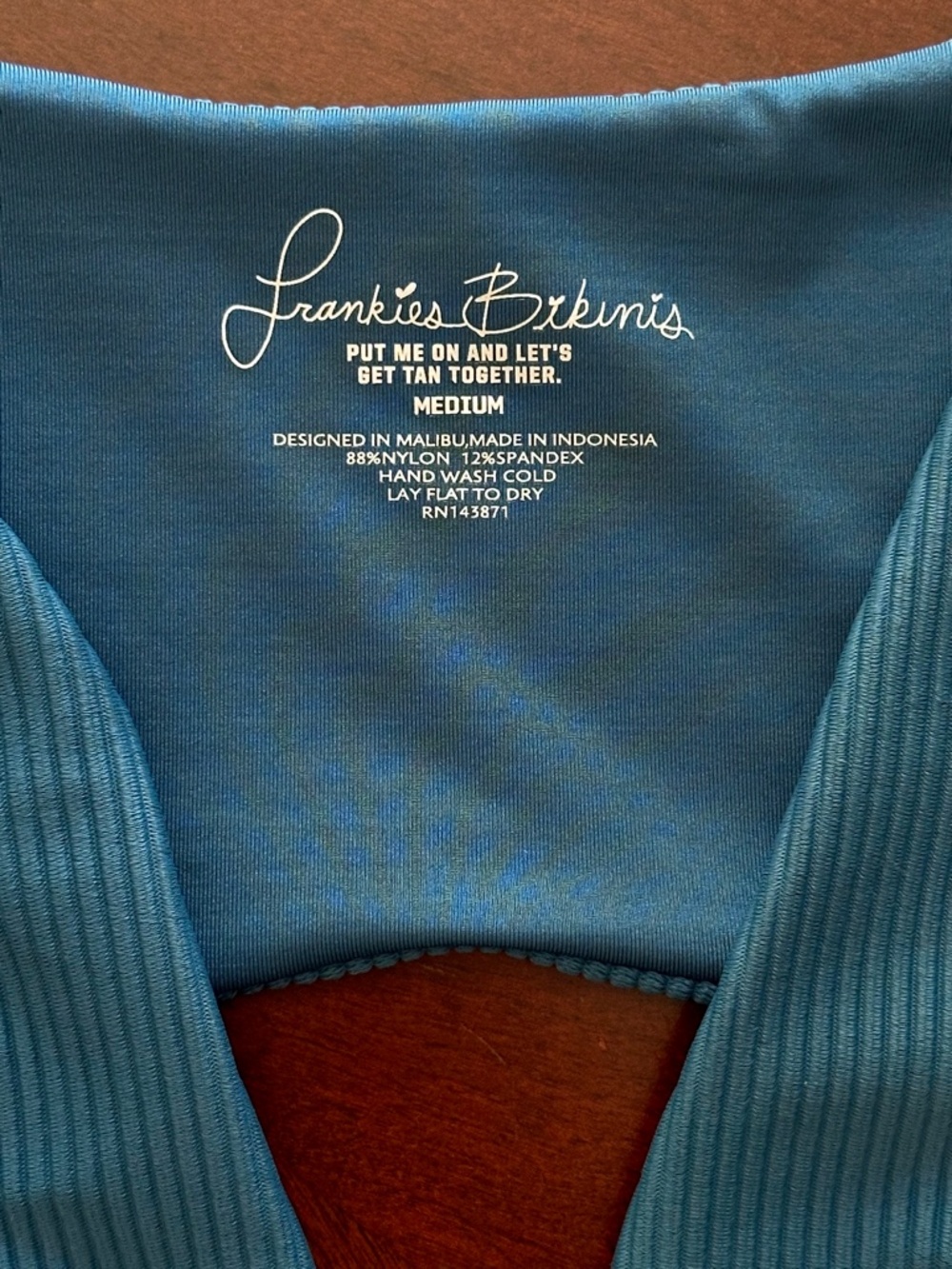 Frankies Bikinis Shea Ribbed Top Blue Teal Women’s Size Medium - Picture 6 of 8